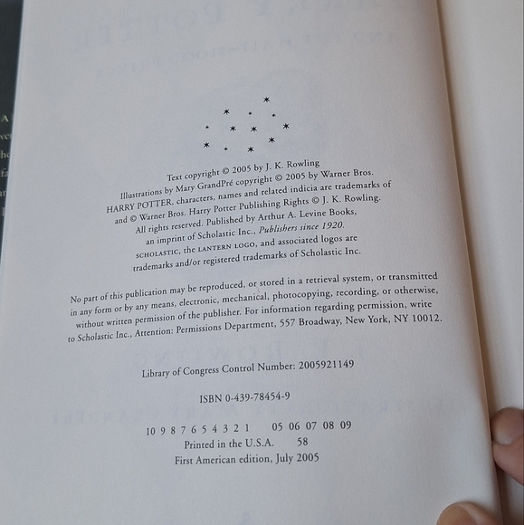 Harry Potter 1st American Edition 2005 Errors Hard Back Half Blood Prince - Picture 4 of 13